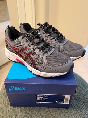 ASICS Gel-Venture 7 Trail Running Shoes Men’s 9 Black Red NWT Box